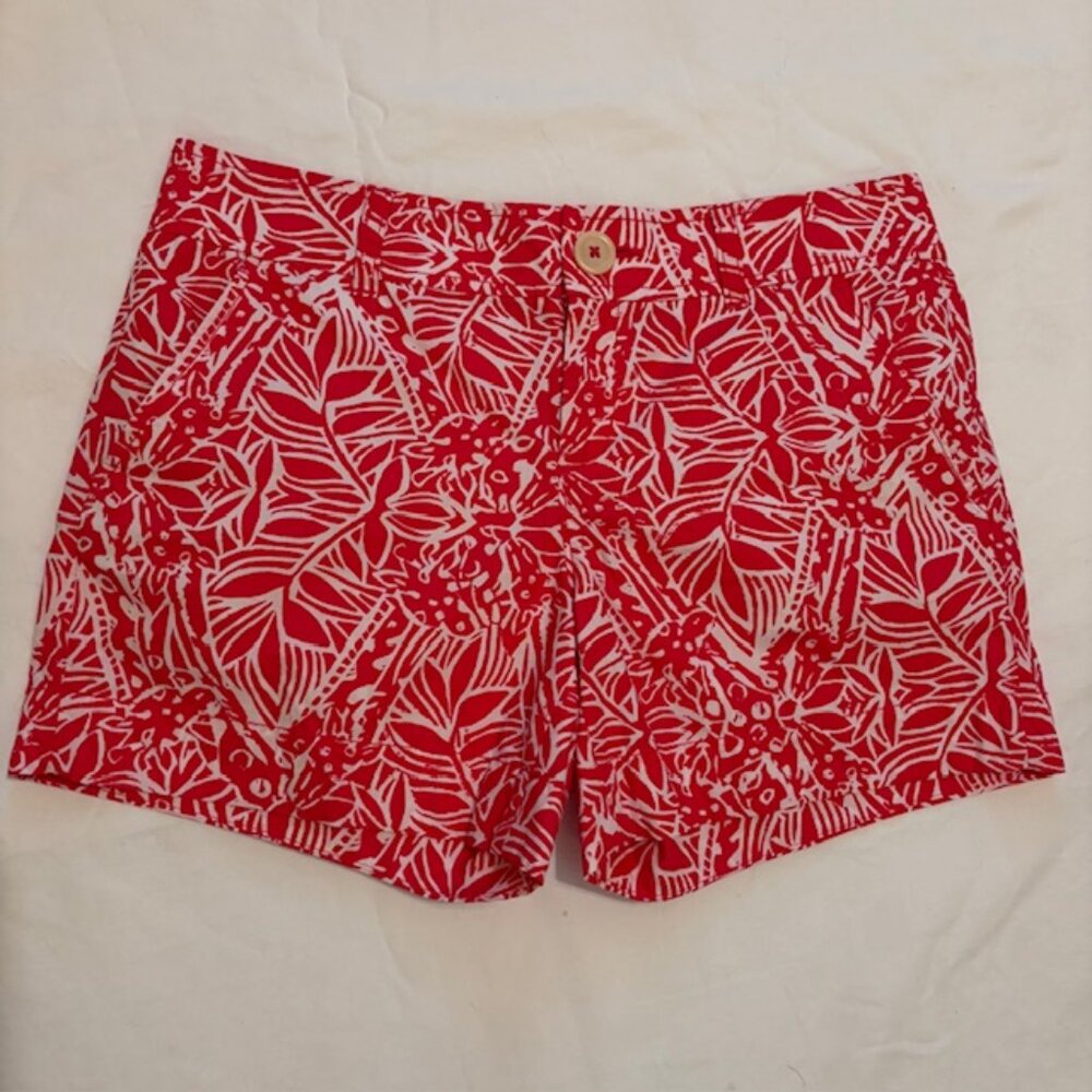 Lilly Pulitzer Callahan Shorts in Hot Pink/White Abstract Tropical Print Size 4